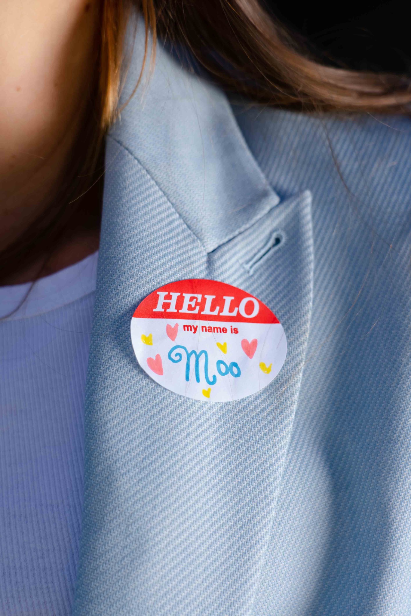 Hello, my name is Moo name badge